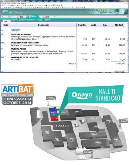 Devis : augmentez la cadence avec le logiciel ONAYA - A dcouvrir au salon ARTIBAT Hall 11 Stand C40