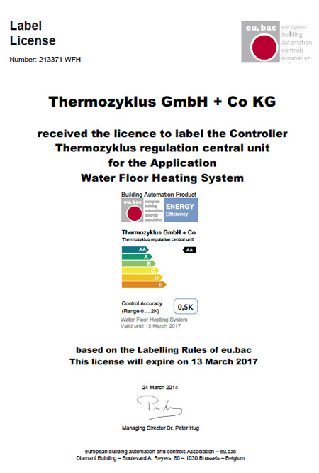 Thermozyklus : la meilleure rgulation de chauffage certifie eu.bac  ce jour