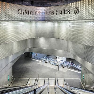 Carreau Métro en verre Chrome édition Châtelet-les-Halles - Carreau en verre