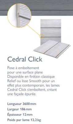 Bardage extérieur en fibres-ciment | Cedral Click | pose à emboitement - Lames de bardage extérieur