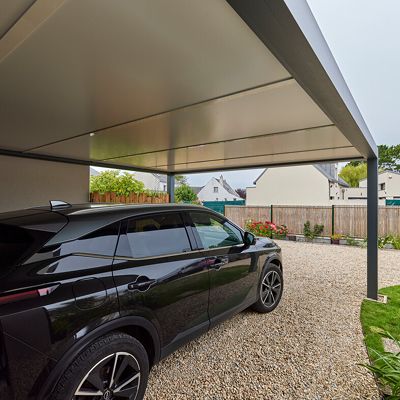 Carport - Système de récupérateur d'eau intégré 
