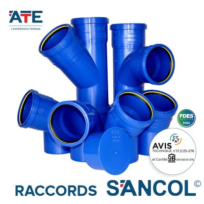 Gamme de raccords Ø100 à joint SANCOL sous Avis technique et certifié QB - évacuation enterrée à joint