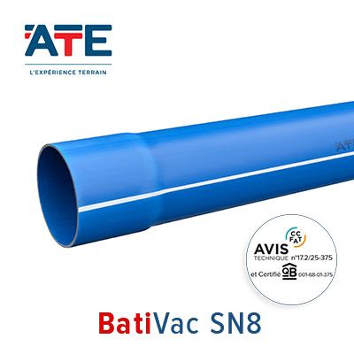 Tube renforcé Ø100 à coller BATIVAC sous Avis technique et certifié QB - évacuation enterrée à coller