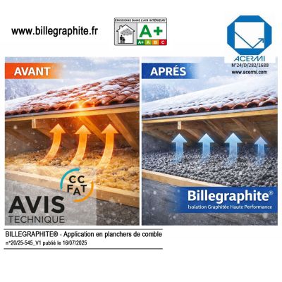 Bille de graphite BILLEGRAPHITE pour comble - Isolant en vrac haute performance acermi