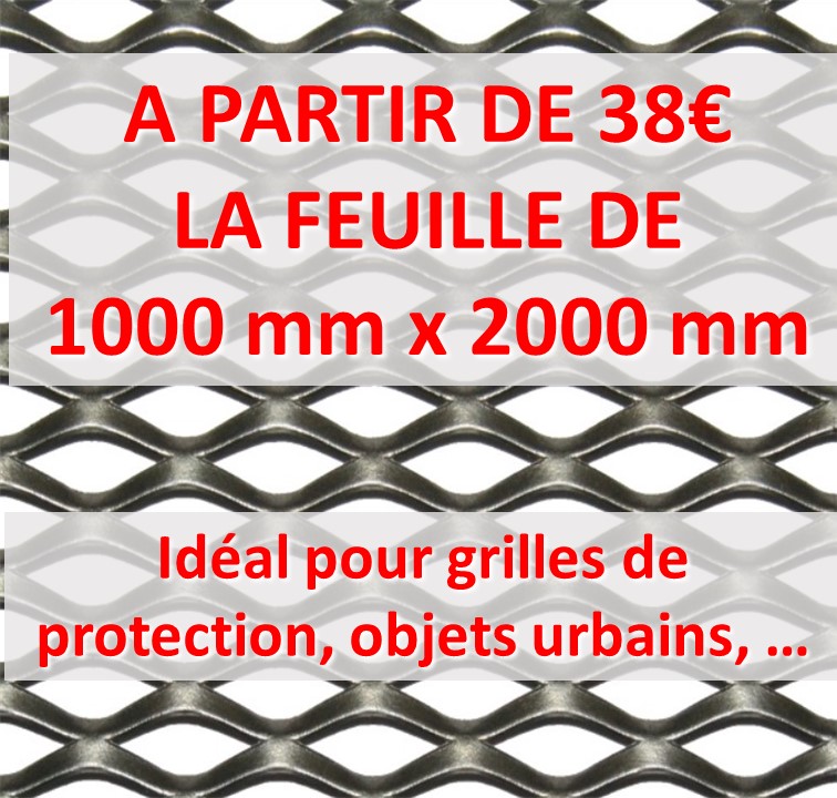 Acier 16x6 - 2x0.6 - 1 feuille 1000 mm x 2000 mm - Mtal dploy 