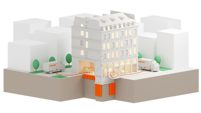 Solution Uretek stabilisation d'immeuble et traitement de fondations
