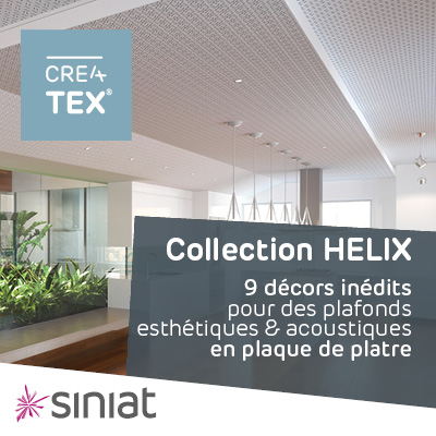 CREATEX HELIX : 9 dcors indits pour des plafonds esthtiques & acoustiques en plaques de pltre