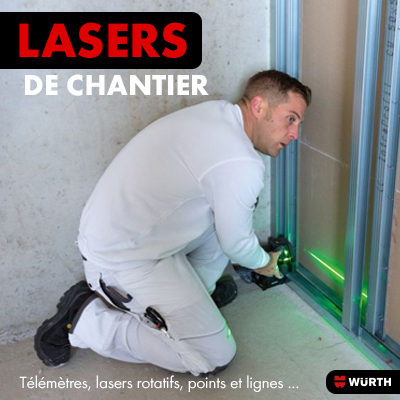 Les diffrents lasers de chantier Wrth : tlmtres, lasers rotatifs, points et lignes