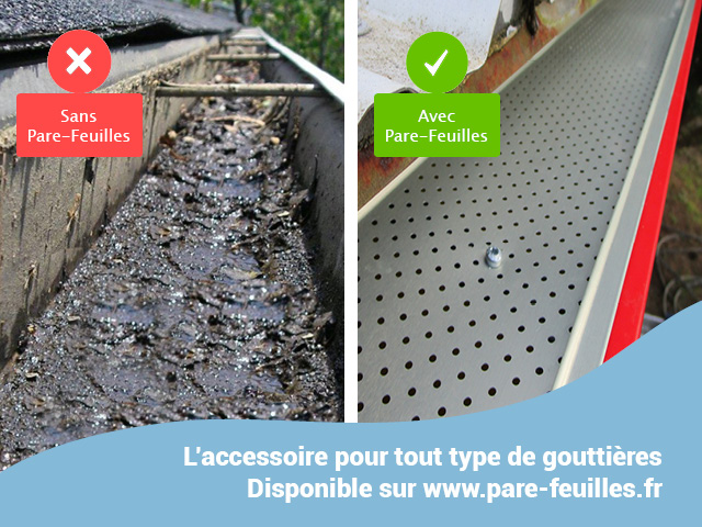 Gutter France - Pare-feuilles grillagé pour gouttière aluminium