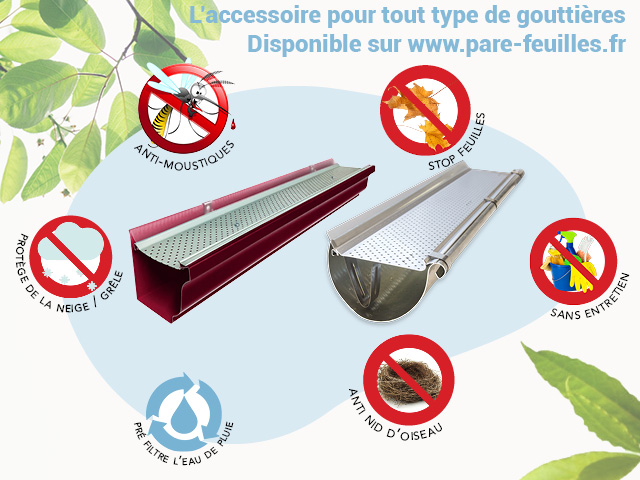 Gutter France - Pare-feuilles grillagé pour gouttière aluminium