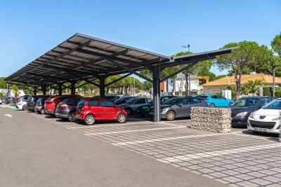 Parking permable sous ombrire photovoltaque