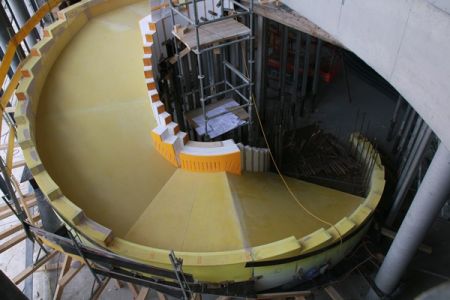 Coffrage en polystyrène pour un escalier en dalle hélicoïdale