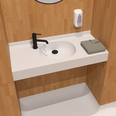 Plan vasque PMR en Solid Surface sur mesure