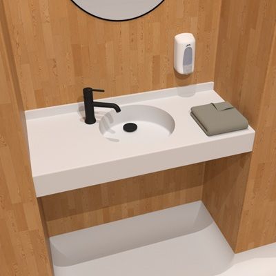 Plan vasque PMR en Solid Surface sur mesure
