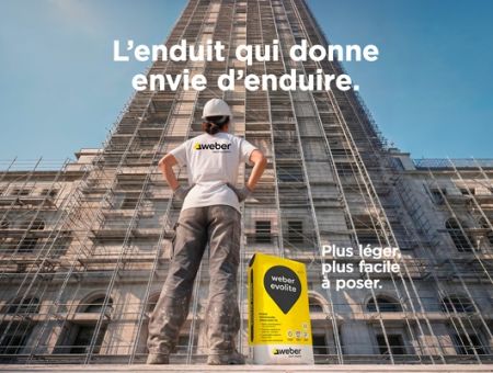 weber evolite : l'enduit monocouche allégé inspiré du terrain pour simplifier le quotidien des façadiers.