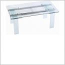 Table design QUARTZ rectangulaire en verre sécurit 2 allonges L160