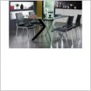 Table de séjour design NOVA rectangulaire fer noir plateau verre sécurit