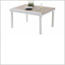 Table de jardin rectangulaire extensible aluminium blanc et polywood L135