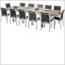 Ensemble Modulo 12 table rectangulaire polywood L200 12 fauteuils aluminium blanc
