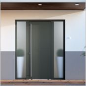 Nouveau concept de portes d'entrée alu et mixte avec ouvrant et dormant affleurant by SYbaie