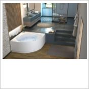 Baignoire Balnéo Otea 140X140 tête à droite Systeme Star Mixte Digit Tablier Acrylique Blanc Réf : BMOS140BDCMD1 - Baignoire balnéo kinedo balnéo
