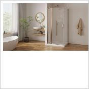 Paroi de douche, Porte pivotante avec élément fixe, Série PASTEL, PLPIF1002005PE, largeur 100 cm, hauteur 200 cm, Profilé or rosé brossé, Verre clair traité anticalcaire Réf : 1406001828 - Paroi de douche roth