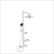 Colonne de douche thermostatique ALU+ Pomme de tête 260 mm orientable 2 jets - Douchette 100 mm 2 jets Argent brossé Réf : BD583SI