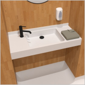 Plan vasque PMR en Solid Surface sur mesure