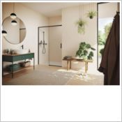 Porte coulissante en 1 élément avec segment fixe Vita pure avec cadre partiel Carré, Black Edition, verre: clair Anti-Plaque Réf : VA0005123322 - Porte coulissante huppe