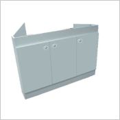  Meuble sous-évier DECLIQ AU SOL. mélaminé blanc. 3 Portes ''NOUVELLE POIGNEE ENCASTREE'' Réf S13N23120