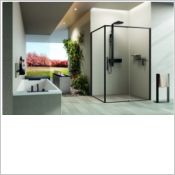 Paroi de douche RIGA 2p 119 droit extensibilité 119-122 cm verre trempé transparent profilés noir Réf. RIG2P119D-1H - Paroi de douche riga novellini