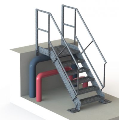 Escalier et saut de loup acier EN STOCK - Escalier double accès livré en kit