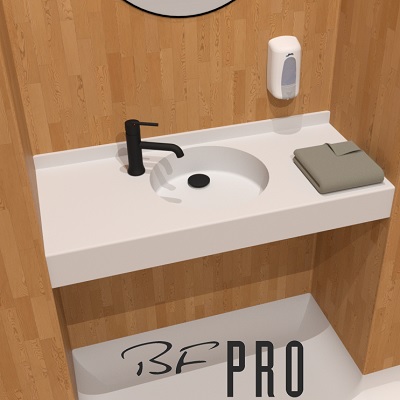 STAN - Plan en solid surface - vasque ronde pmr