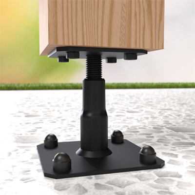 APB100/150PB - Pied de poteau réglable finition noire