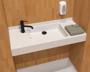 Plan vasque PMR en Solid Surface sur mesure